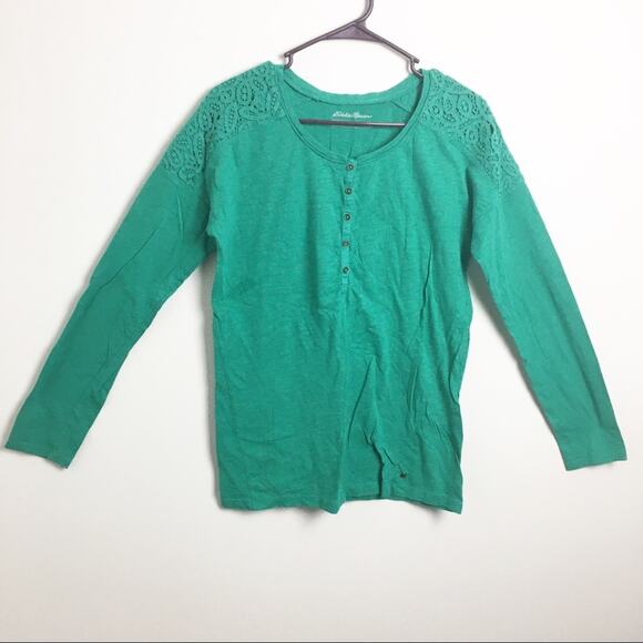 Eddie Bauer Long Sleeve Blouse Green Medium - Picture 1 of 13
